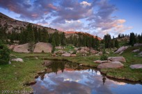 reflection, purple, ten lakes park, evening